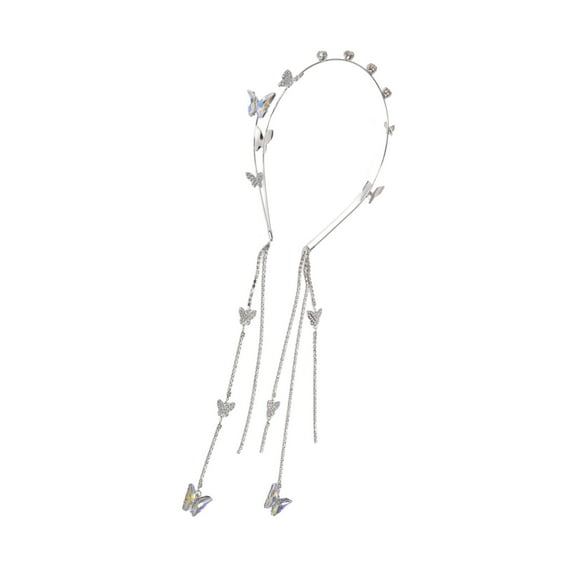 Vocoste Butterfly Headband Silver Tone Tassel Butterfly Headpiece Head Chain Fairy Headpiece Hair Hoop