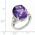 thumbnail image 2 of Sterling Silver Rhodium-Plated Oval Amethyst Ring (Size 7) Made In Thailand qr2954am-7, 2 of 2