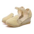 thumbnail image 2 of NECHOLOGY Earth Spirit Womens Sandals Women Sandals Platform Wedge Linen Sandals Fashion Versatile Women Heels Sandals under 10 Beige 7.5, 2 of 5