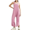 thumbnail image 4 of QATAINLAV Tulip Hem Wide Leg Jumpsuits for Women 2025 Summer Dressy Sleeveless Cotton Linen Rompers Loose Fit One Piece Jumper Pants with Pockets Pink XXL Christmas Clearance, 4 of 9