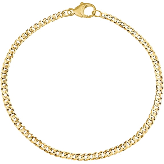Golds Real Genuine 14K Yellow Gold Filled Cuban Link Bracelet 3 mm 7 Inch for Men and Women