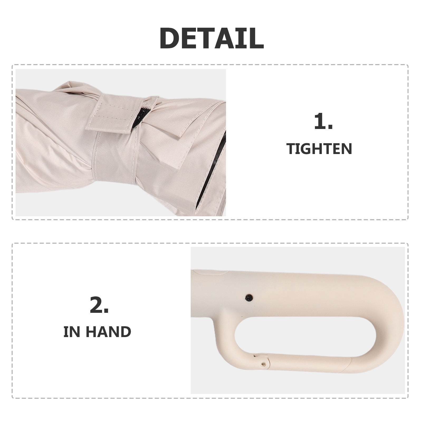 WASHWEPE Folding Umbrellas For Rain Beige Painted Steel 1Pack 41.7X41.7X28In