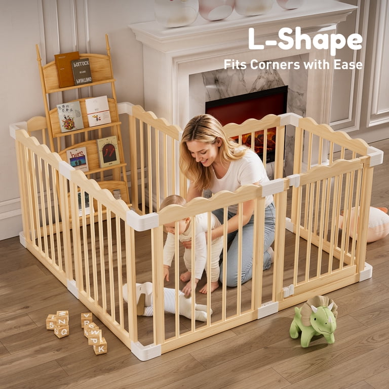 Babyeap Foldable Wooden Baby Playpen, 47x47 Inch photo 8