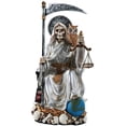 thumbnail image 1 of Santa Muerte Saint of Holy Death Seated Religious Statue 9 Inch Purification (Silver), 1 of 2