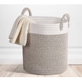 thumbnail image 2 of Large Rope Storage Basket - 15" x 13" Modern Shaped Soft Touch Basket - Woven Cotton Rope Organizer for Baby Nursery, Toys and Towels - Brown Color, 2 of 5
