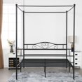 thumbnail image 3 of VECELO Full Black Canopy Metal Bed, Multiple Size Available, 3 of 7