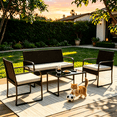 thumbnail image 3 of Lofka Patio Furniture Set, 4-Piece Outdoor Sectional Furniture Set with Coffee Table for Conversation & Dining, Gray Rattan, 3 of 12
