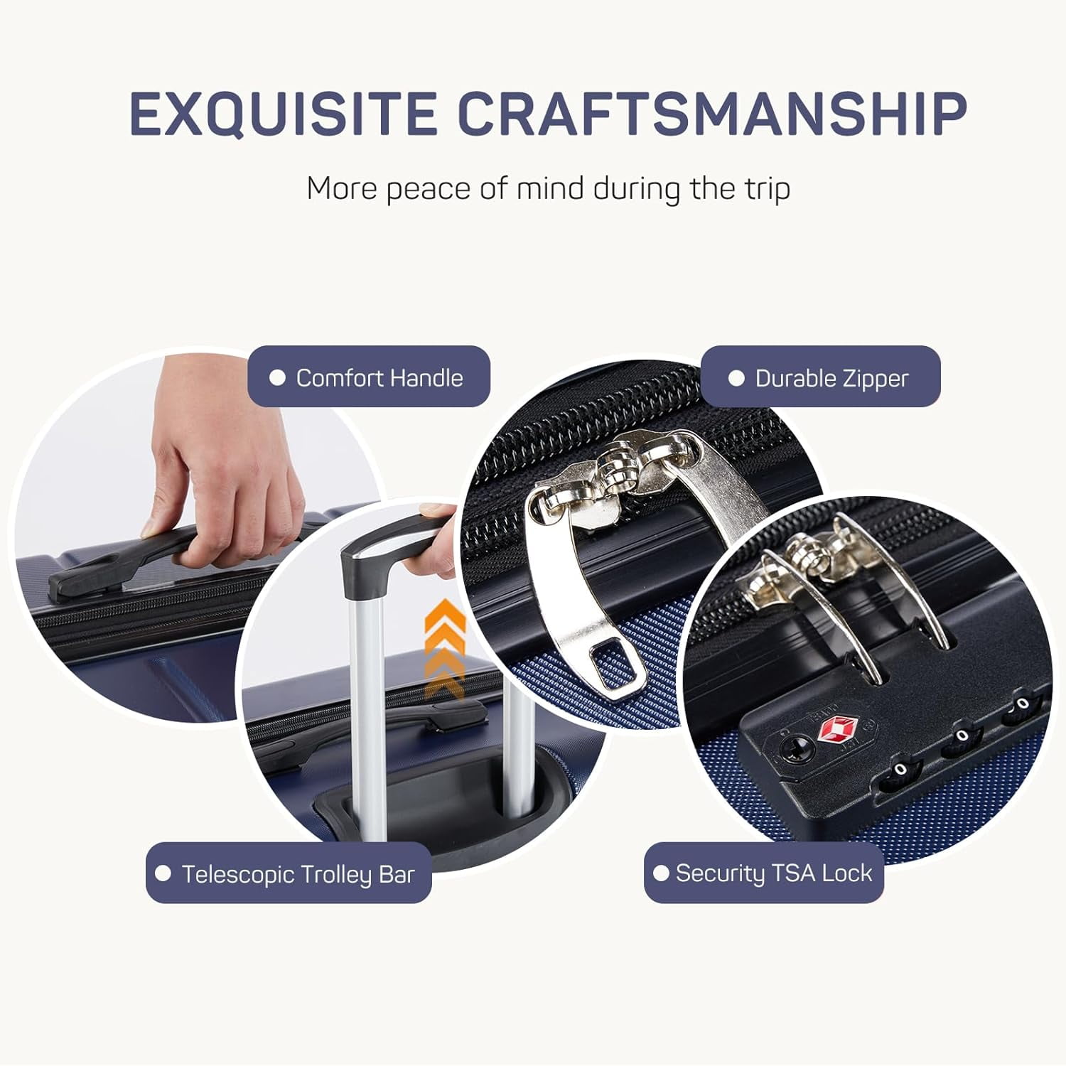 BBB  3箱セット 3 Piece Luggage Sets,Expandable ABS Lightweight Hardshell Spinner