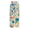 thumbnail image 4 of WTOBBY Women's Flowy Floral Wide Leg Pants with Adjustable High Waist Drawstring, Functional Pockets and Relaxed Casual Fit for Farmers Markets and Summer Festivities,Royal Blue XL, 4 of 7