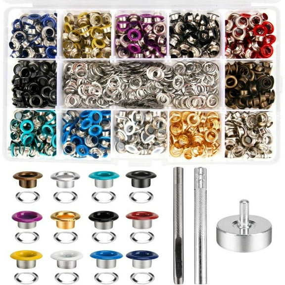 All-in-One Grommet Tool Kit: 600 pcs 12-Color Metal Eyelets with Punch & Installer, for Year-Round DIY Fashion and Leather Projects