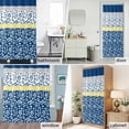 thumbnail image 5 of Shower Curtain Bathroom Set Country Leaves Dark Blue Waterproof Fabric Shower Curtains with Grommets&Hooks, Stitching Stripes Privacy Bath Curtain for Bathtub 72x72in, 5 of 9