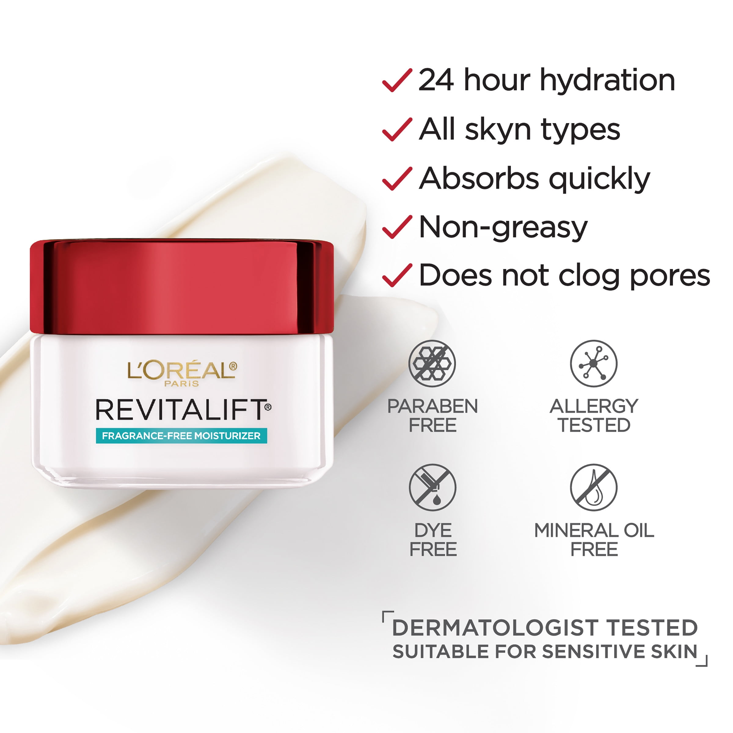 L'Oreal Paris Revitalift Anti-Aging Face and Neck Cream with Pro Retinol and Centella Asiatica, Fragrance Free, 1.7 oz