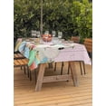 thumbnail image 2 of Outdoor Tablecloth with Umbrella Hole and Zipper, Easter Bunny Rectangle Table Cloth 60x84 Inch Waterproof Tablecloth, Spring Watercolor Eggs Flower Wood Grain Pink Picnic Table Cover for Patio, 2 of 7