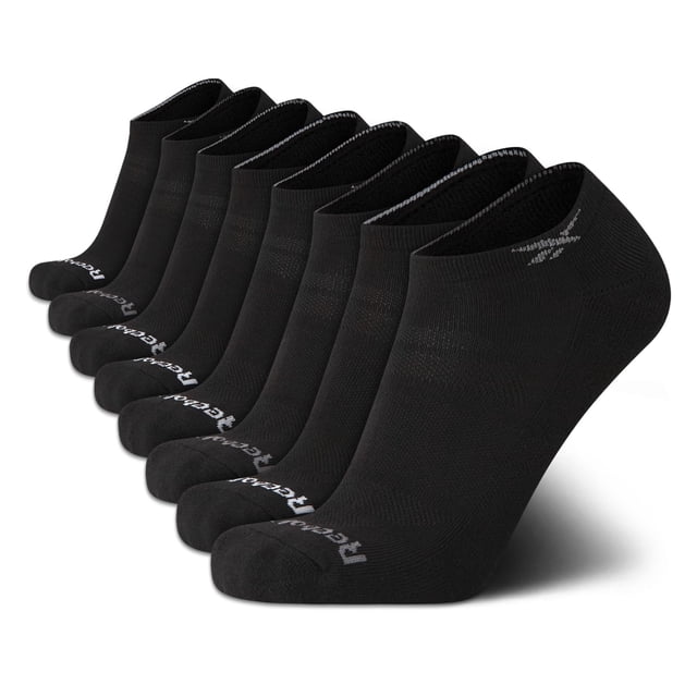 Medias Reebok para hombre, corte bajo, paquete de 8, invisibles, negras