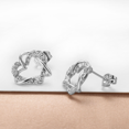 thumbnail image 2 of Airokiy Heart Stud Earrings Women Plated Ear Studs Wedding Jewelry Valentine's Day Gift, 2 of 5