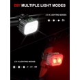thumbnail image 4 of Bicycle Front and Rear Light Set, Headlight USB Rechargeable, IP65 Waterproof, Suitable for Night Riding/Camping/Backpacking, 4 of 5