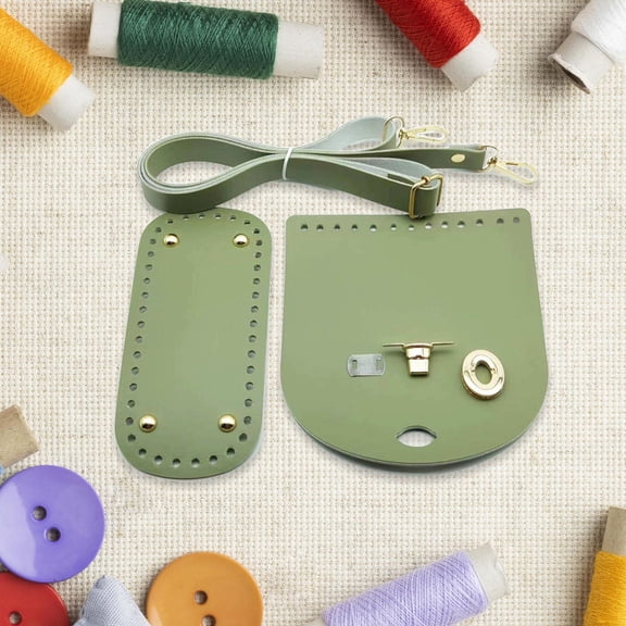 Sharplace Bag Bottom for Crochet Crochet Bag Making Set with Holes PU Leather DIY Bag Accessories Shoulder Strap for Tote Handbag Parts Light Green