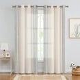 thumbnail image 6 of Curtainking Grommet Linen Curtains Boho Embroidery Drapes 50x96 inch Light Flitering Window Curtain for Living Room 2 Panels Blue on Beige, 6 of 8