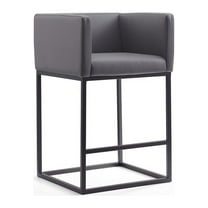 Manhattan Comfort Embassy 25" Faux Leather Counter Stool in Gray