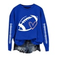 thumbnail image 3 of Game Day Sweatshirt for Women Long Sleeve Crew Neck Baggy Plain Football Season Shirts Loose Fit Basic Tee Womens Baseball Shirt Football Print Sports Tunic Tops Heart Graphic Rugby Shirt Gift Blue, 3 of 7