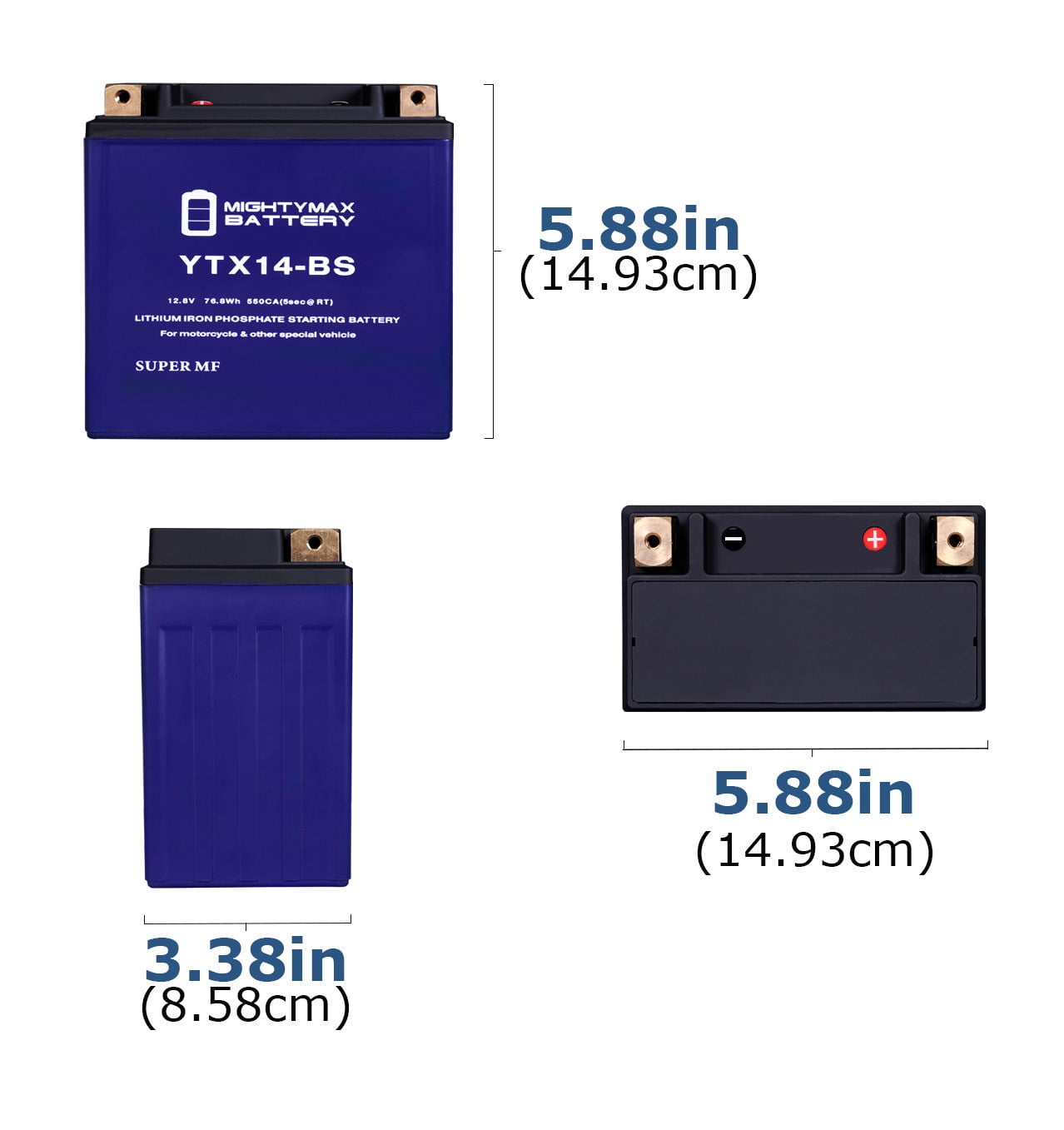 YAです。 YTX14-BS Lithium Replacement Battery Compatible with