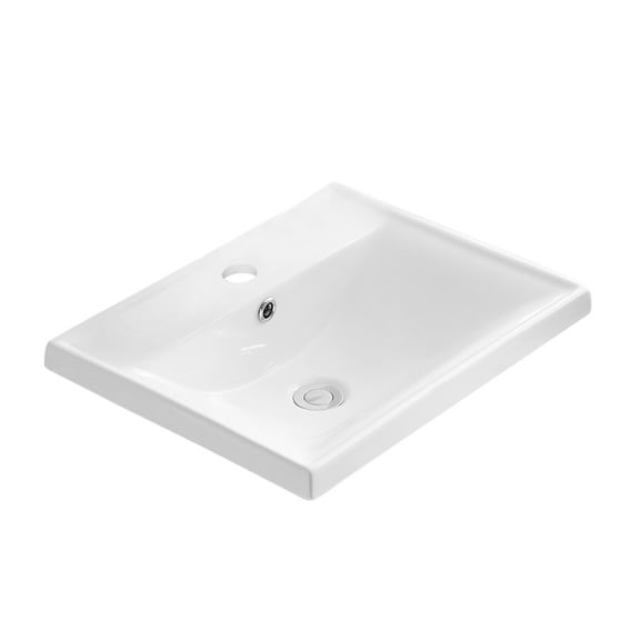 Karran VC-201-WH Valera 21" Top Mount Vitreous China Bathroom Sink in White with Overflow Drain