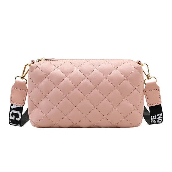 Mobile Phone Bag Trendy Letter Strap Gift Girls Solid color PU Leather Messenger Bag Phone Pocket Small Square Bag Handbag Single Shoulder Bag PINK