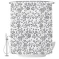 thumbnail image 2 of Shower Curtains for Bathroom, Grey Flower Waterproof Fabric Shower Curtain, Vintage Farmhouse Boho Leaf Spring Plant Decorative Bathroom Curtain for Bathtub, 72"x72", No Hooks Included, 2 of 9