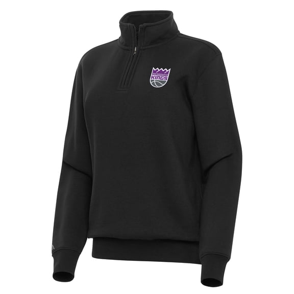 Women's Antigua Black Sacramento Kings Victory Quarter-Zip Sweatshirt