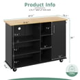 thumbnail image 4 of 47”W Kitchen Storage Island Cart with 6 Open Shelves and 1 Cabinet, Portable Trolley Cart with Wood Work Top and Handle/Towel Rack, Black, 4 of 7