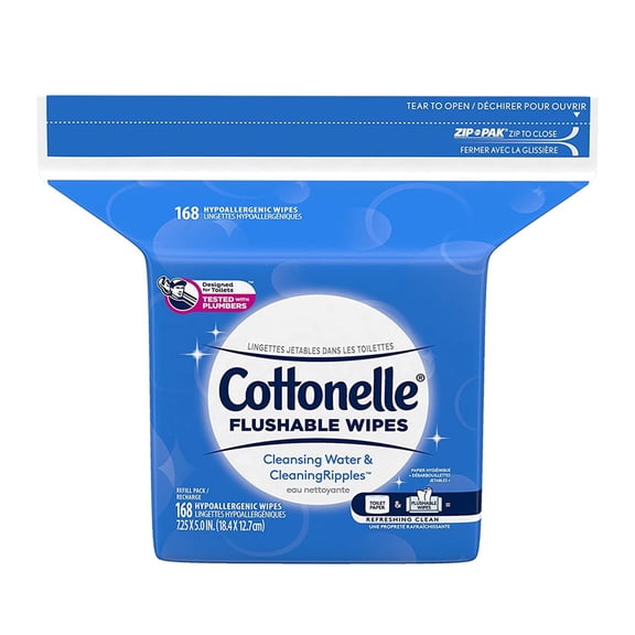 Cottonelle Fresh Care Flushable Moist Wipes Refill, 168 Ea