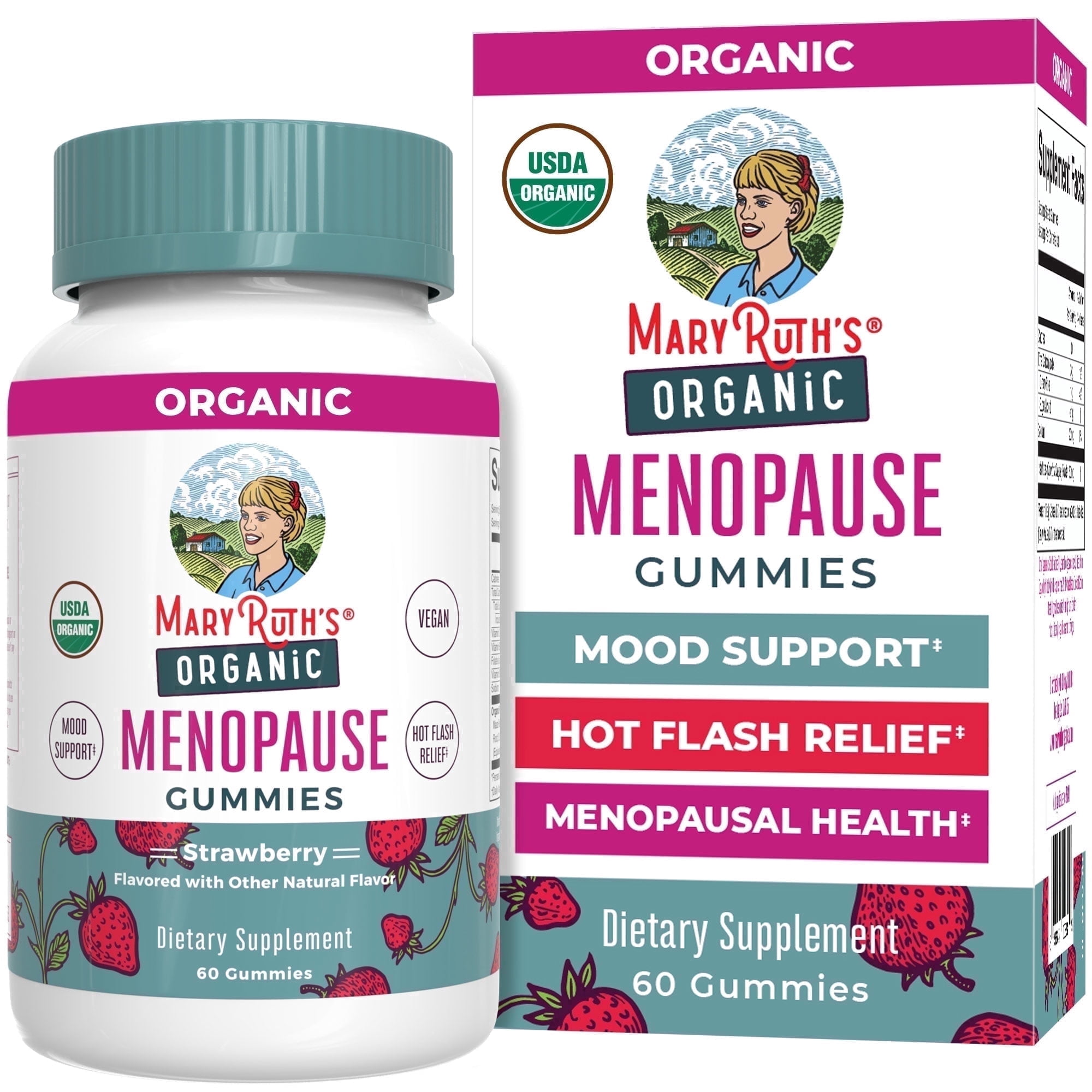 MaryRuth's Women's Menopause Gummies Dietary Supplement, Vitamin D, Folate, Strawberry Flavor, Women's Health, Vegan, Gluten-Free, 60 Count