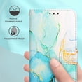 thumbnail image 6 of Crossbody Wallet Case for iPhone 14, Marble Pattern Luxury PU Leather Detachable Shoulder Strap Lanyard Magnetic Clasp Flip Cover with Card Slots Holder Kickstand Case, Green Marble, 6 of 11
