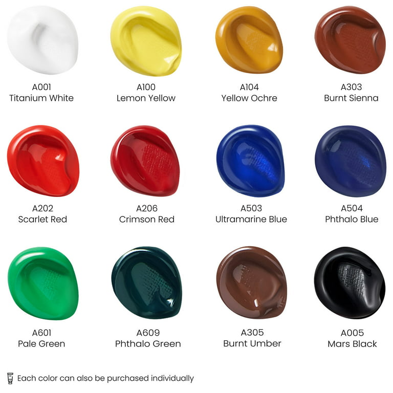 ARTEZA Acrylic Paint, Set of 60 Colors, 0.74 oz/22 ml Tubes