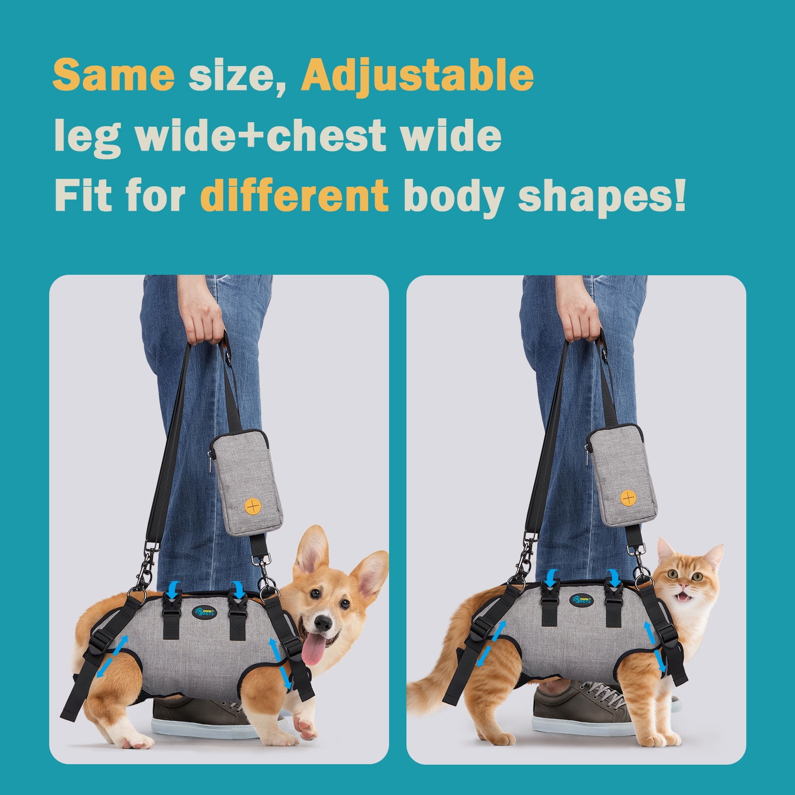 Ownpets Upgraded Dog Sling Harness, Outdoor Sling Bag for Spine Protection, Whole Body Support, Support Vest to Assist Aged Dogs, Size XL
