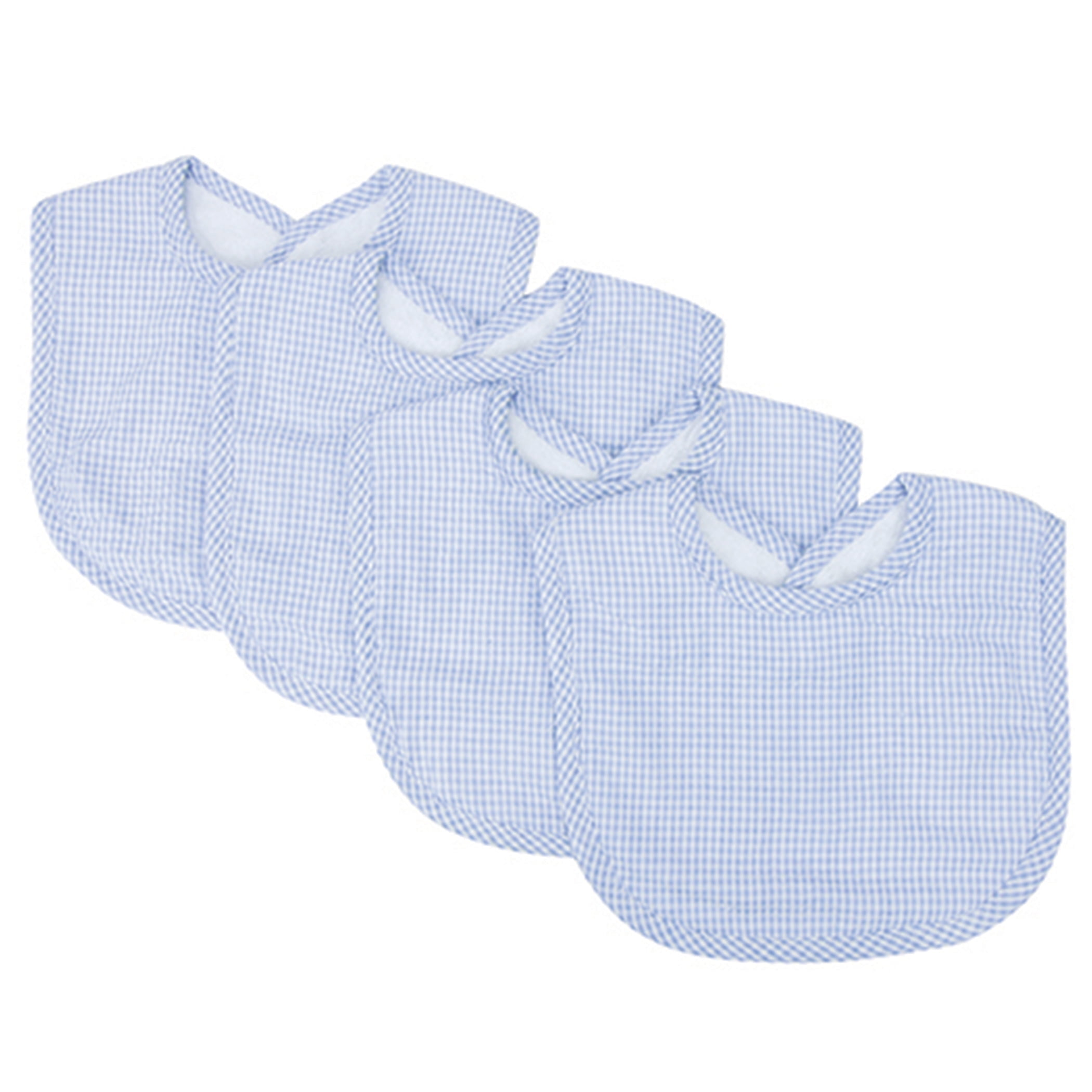 Blue Gingham Seersucker 4 Pack Bib Set