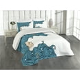 thumbnail image 2 of Ambesonne Mermaid Quilted Coverlet 3 Pcs, Girl Oceanic Hairstyle, Queen Size, Petrol Blue White, 2 of 4