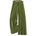 thumbnail image 6 of Audhol Comfortable Work Pants Women, New Solid Color High Waisted Black Ear Trimmed Drawstring Wide Leg Pants for Ladies Versatile and Casual Straight Leg Pants Travel Pants Women Green 2XL, 6 of 6