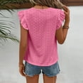 thumbnail image 5 of Women Summer Tops Womens Lace Short Sleeve Blouses V Neck T Shirt Dressy Casual Tops Workout Tee Womens Baseball Mom Women Pocket Short Ladies Work Blouse Long Neck Shirt Fall Set Tee Shirts Pink S, 5 of 6