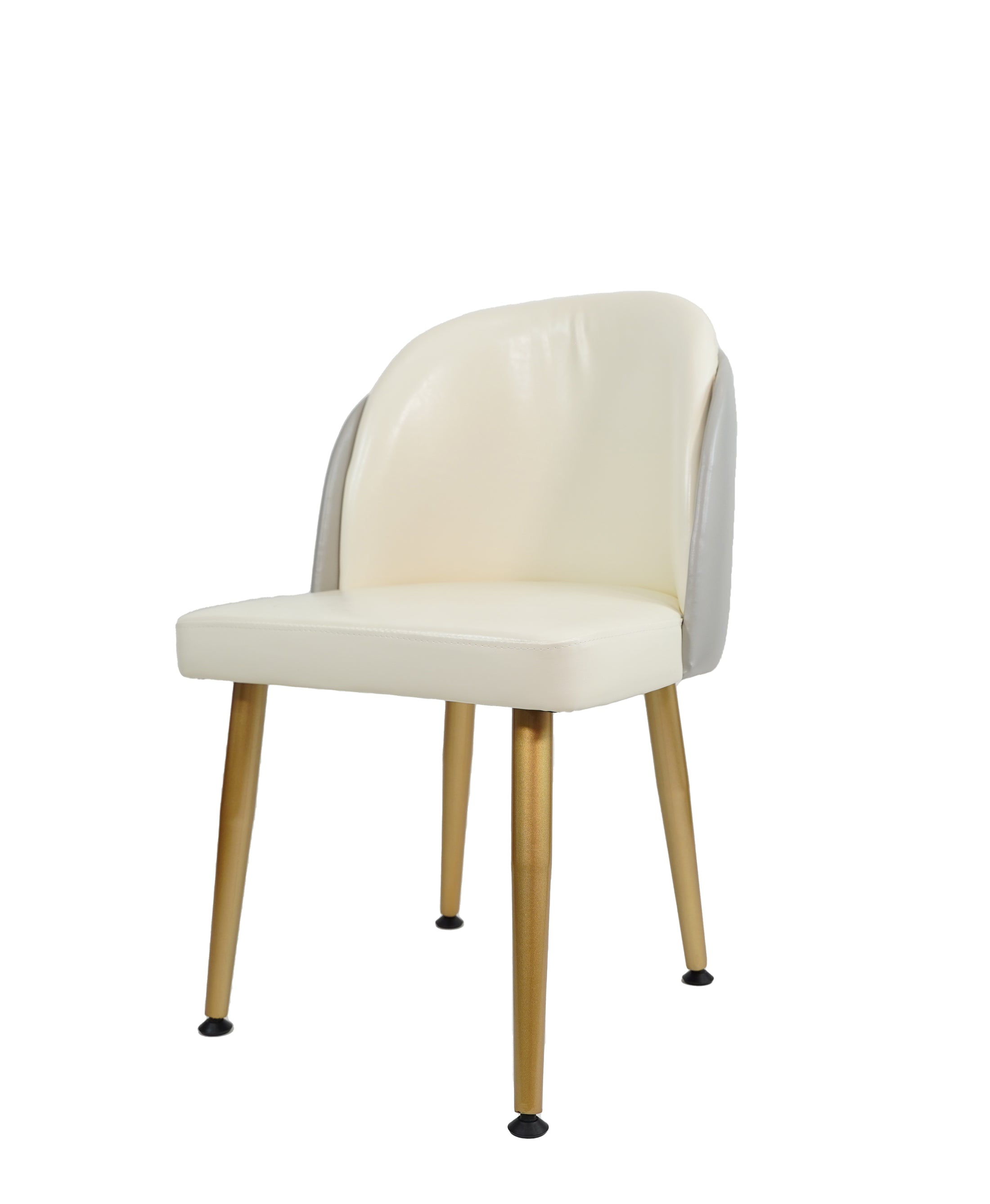 Set of 4 Modern Italian Leather Dining Room Chairs Metal Legs (White