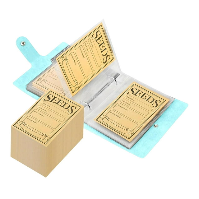 Carpeta para almacenamiento de jardín, soporte para jardín, libro de cuero sintético, papel, 50 bolsillos, fundas Verde