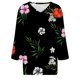 thumbnail image 3 of Gibobby Playera Manga Corta para Mujer Top manga corta con cuello en V y manga 3/4 con estampado floral para mujer(Negro,M), 3 of 5