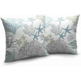 thumbnail image 2 of Summer Beachy Pillow Covers 16x16 Set of 2 Coastal Coral Throw Pillow Covers Seashell Starfish Pillow Case for Living Room Bedroom Home Decor, Cotton Linen, 2 of 6