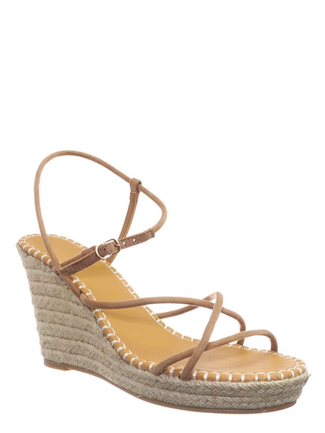 Thin Strap Espadrille Wedge -Women Woven Platform Barely There Sandal ...