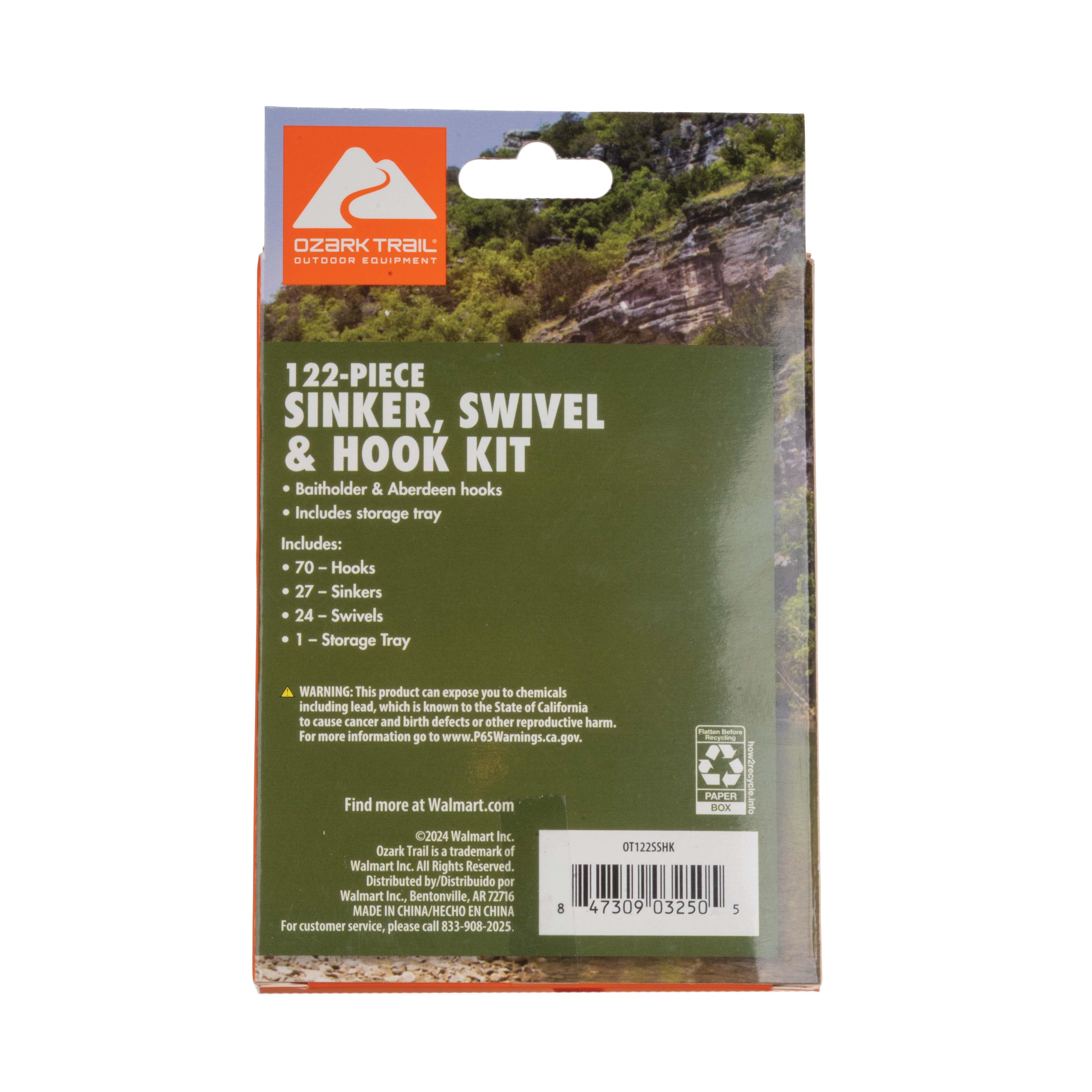 Ozark Trail 122 Piece Hook Swivel and Sinker Fishing Kit