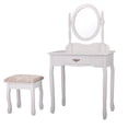 thumbnail image 2 of paproos Vintage Vanity Table Set with Mirror, Vintage Makeup Dressing Table with Drawers & Stool, Dresser Table for Women, 2 of 10