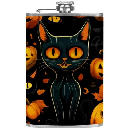 

josid Cat Pattern 3.6x6in Stainless Steel Small Flask Leak-Proof Stainless Steel Construction Wrapped in Premium Two-Layer Leather Nano-Printed Design 227ml Capacity