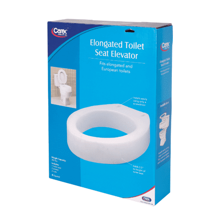 Carex Raised Toilet Seat Elevator with Easy Installation, Adds 3.5 in Height, White, 300 lb Limit
