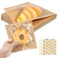 thumbnail image 4 of CCOCC 100 Pcs Paper Bakery Bag with 100 Stickers Heat Sealable Cookies Bag Donut Bag with Clear Front Window Food Grade Biscuit Bag 20x18cm Pastry Paper Bag for Treat Snack Cookie Waffle Cake, 4 of 7