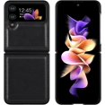 thumbnail image 3 of Case for Samsung Galaxy Z Flip 4 5G (2022) Genuine Leather Back Cover Hard PC Protective Shell Slim Fit Phone Case for Galaxy Z Flip4 - Black, 3 of 7